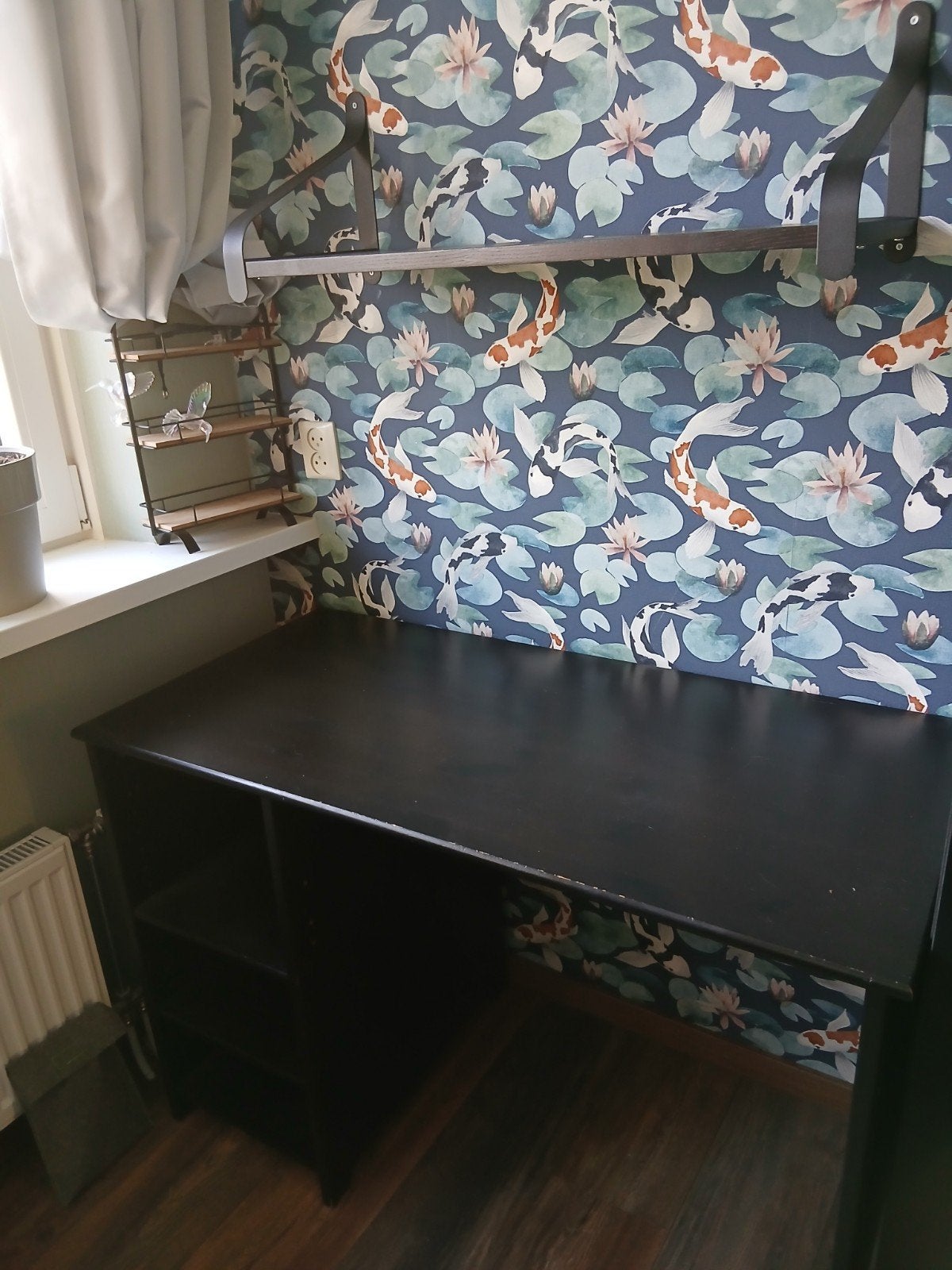 bureau met wandplank zwart, Ophalen, Gebruikt, 110 cm, 55 cm