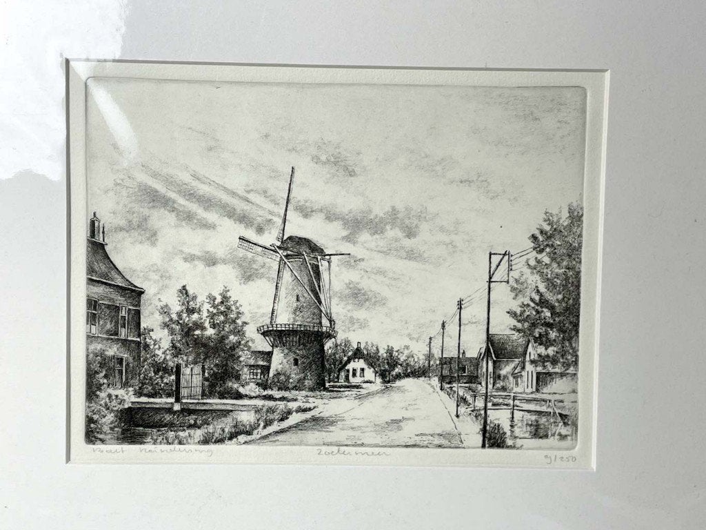 Zoetermeer - ets van Bart Reindersma (1953-), Stadsgezicht, Gesigneerd, Ophalen of Verzenden, 15 cm