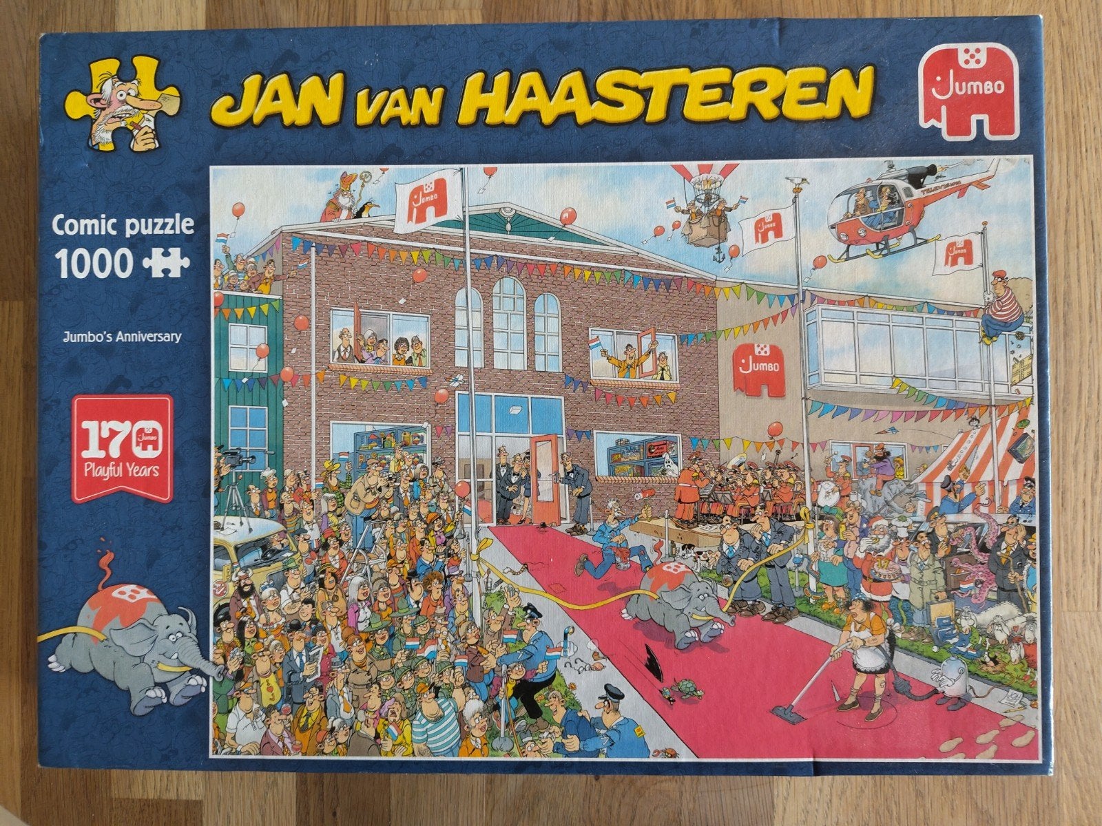Jan van Haasteren puzzel 1000 stukjes: Jumbo's Anniversary, Ophalen of Verzenden, 500 t/m 1500 stukjes, Gebruikt, Legpuzzel