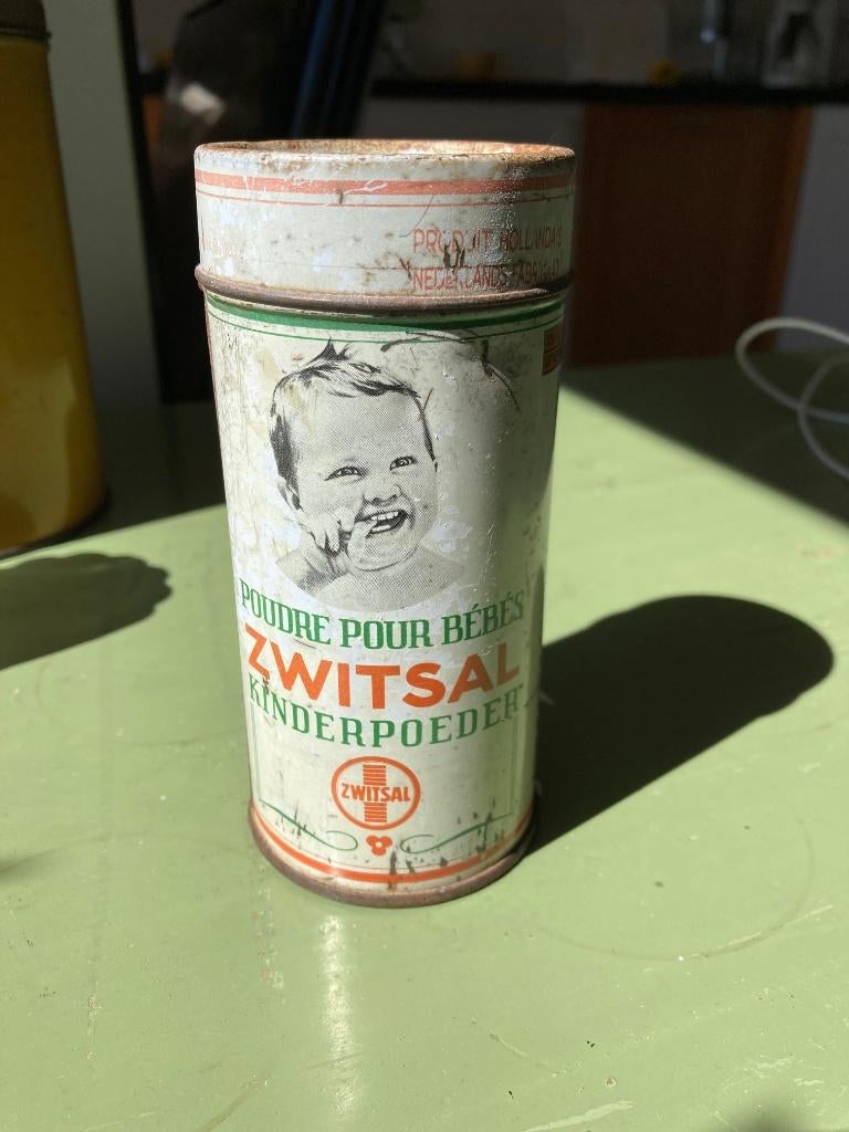Vintage blikje Zwitsal babypoeder, Ophalen of Verzenden, Gebruikt, Overige, Overige merken