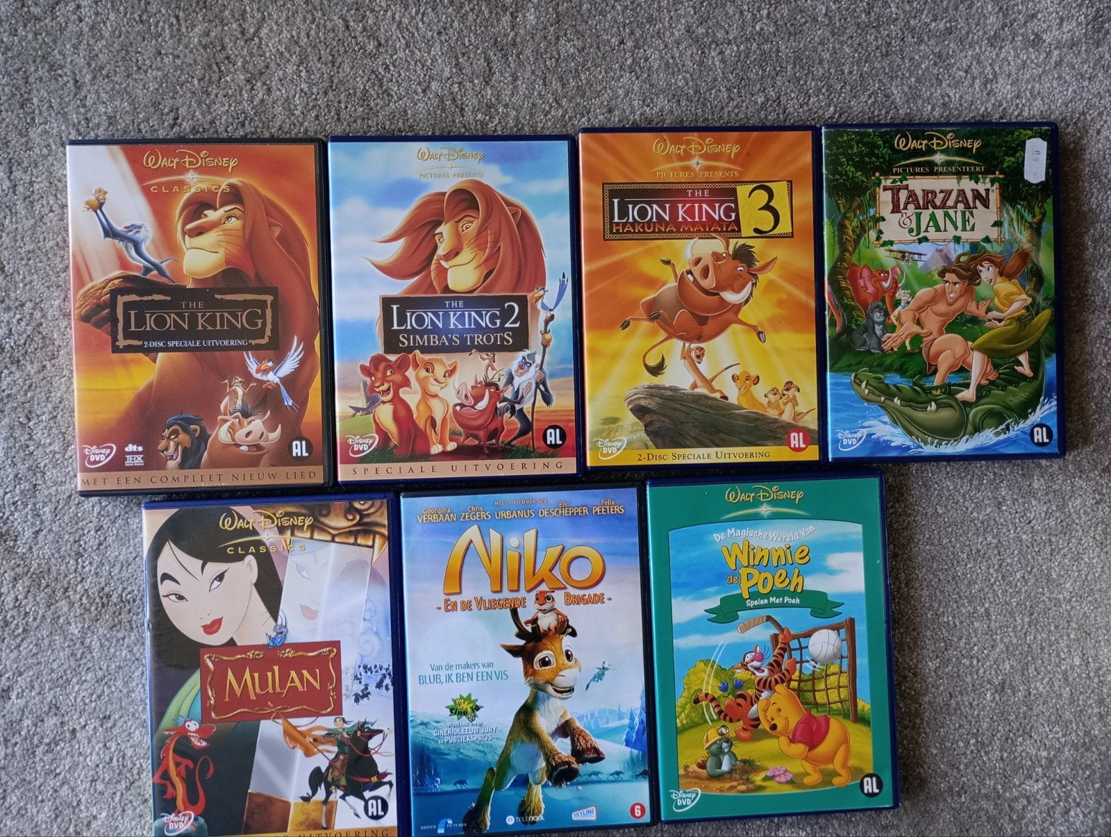 Disney Mulan Lion-King Lillo en Stitch Merlijn Robin-Hood, Cd's en Dvd's, Europees, Tekenfilm, Alle leeftijden, Nederlands