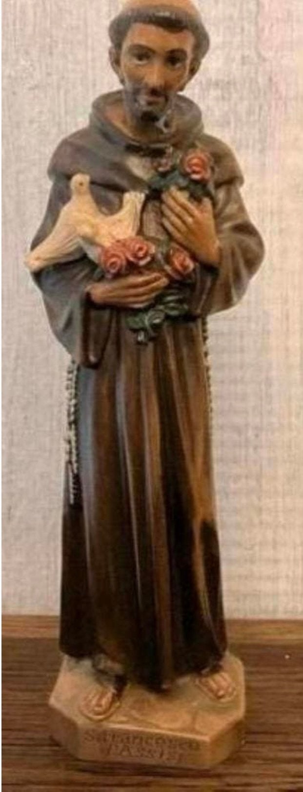 S.Francesco d’Assisi ,mooi beeldje puntgaaf van Polyresin, Ophalen of Verzenden