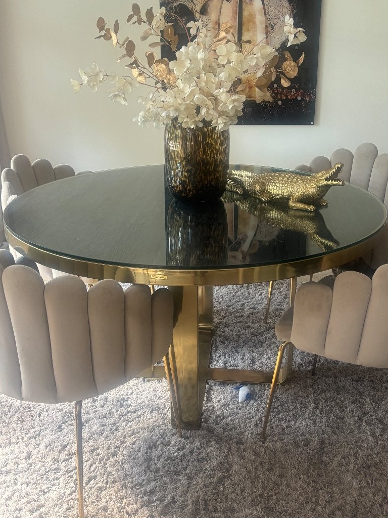 Eetkamertafel Richmond incl glasplaat, Ophalen, Overige materialen, 50 tot 100 cm, 100 tot 150 cm