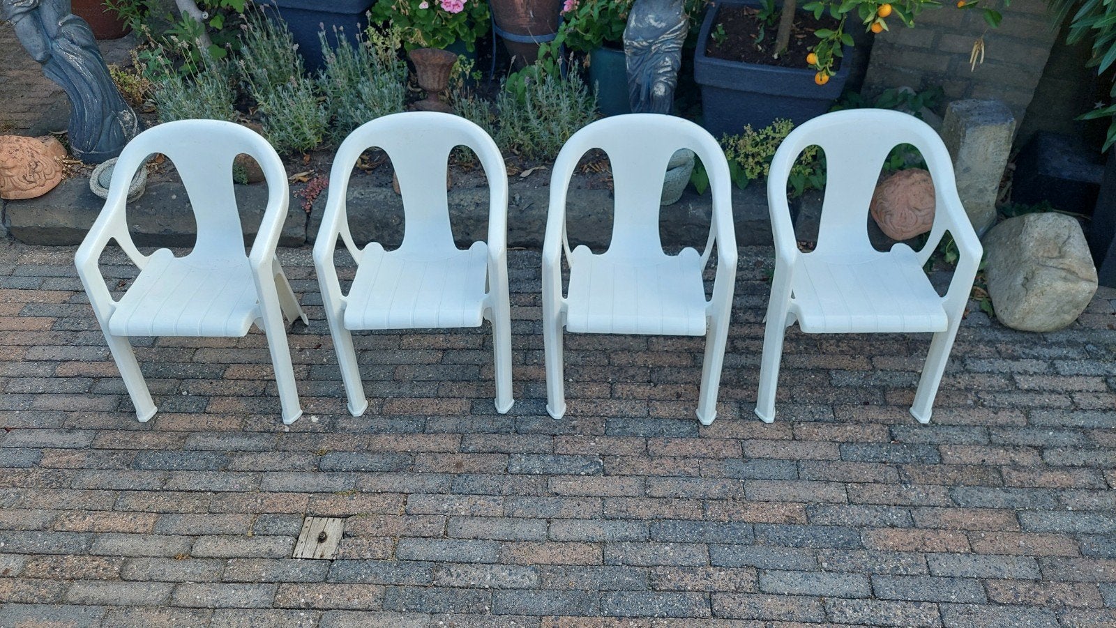 kinderstoeltjes 4 maal, wit kunststof, stapelbaar, Ophalen