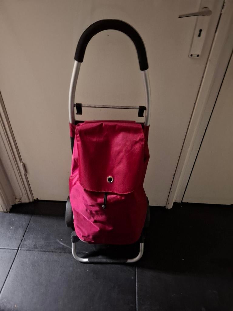 Roze/Zwarte Boodschappentas op Wieltjes - Zeer Goede Staat, Wieltjes, 30 cm of meer, Ophalen of Verzenden, Zo goed als nieuw