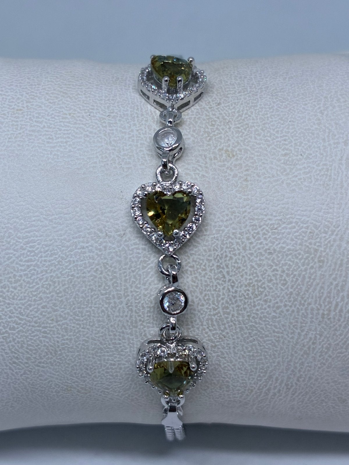Zilver 925 Armband met Labmade Zultaniet Harten (19.5-22.5cm