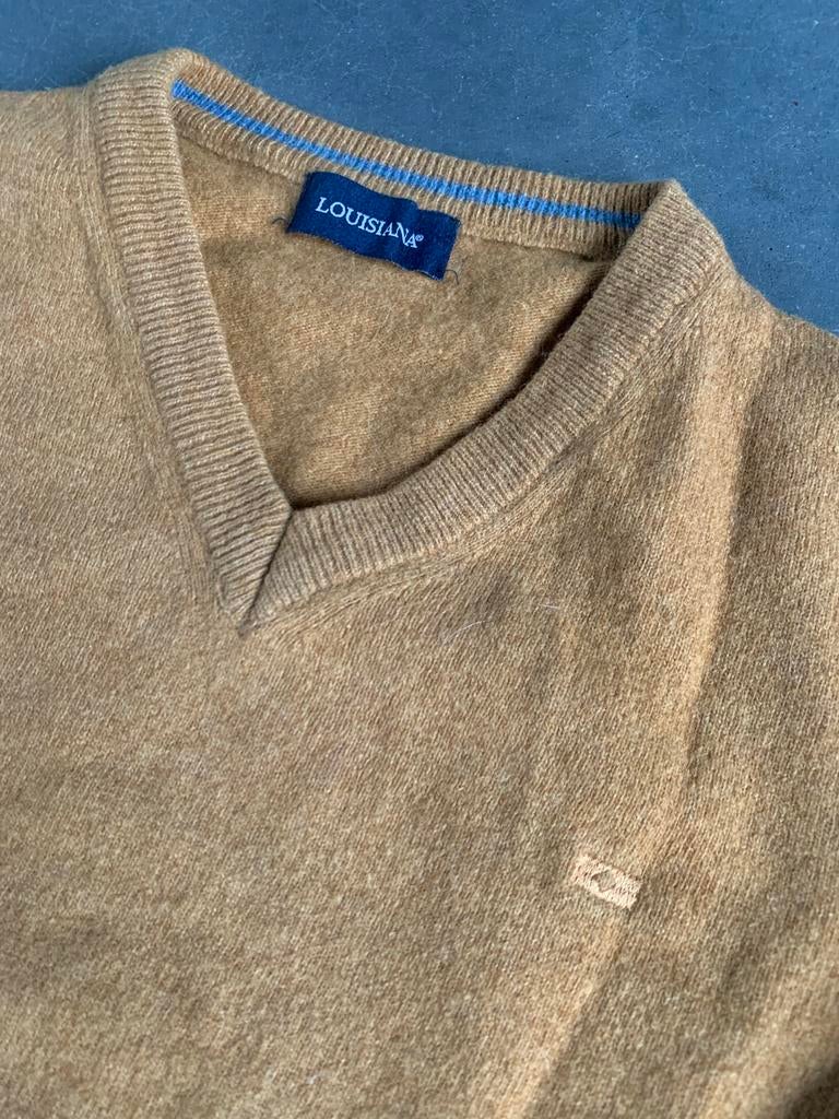 Mooie okergele 80% wollen trui van Louisiana, maat L, Kleding | Heren, Ophalen of Verzenden, Gedragen, Maat 52/54 (L), Bruin