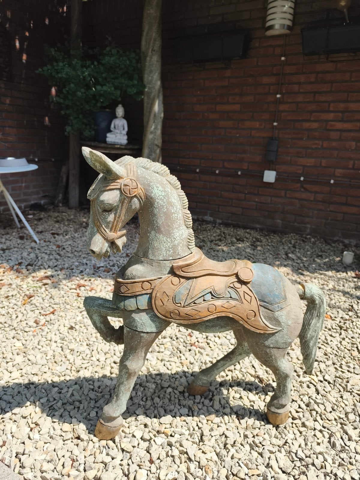 Groot decoratief paard vintage stijl 70 cm – blikvanger, Huis en Inrichting, Groen, Gebruikt, Ophalen of Verzenden, Vintage