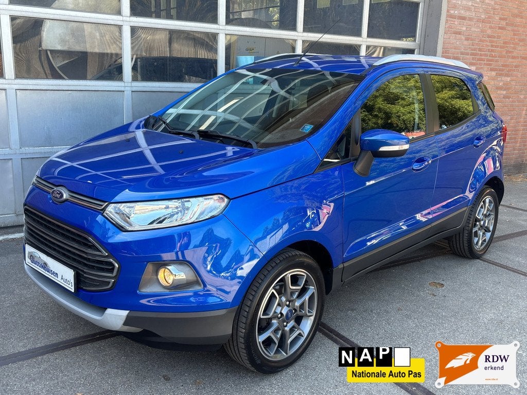 Ford EcoSport 1.0 EcoBoost Titanium (bj 2016), Auto's, Gebruikt, Zwart, Ecosport, Blauw