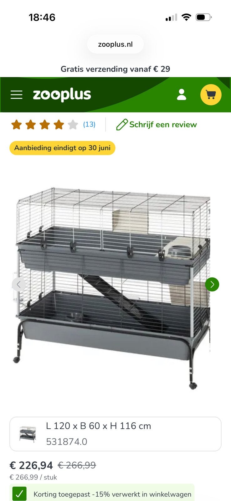 Konijnen cavia hok, 110 cm of meer, Zo goed als nieuw, Hok, Cavia