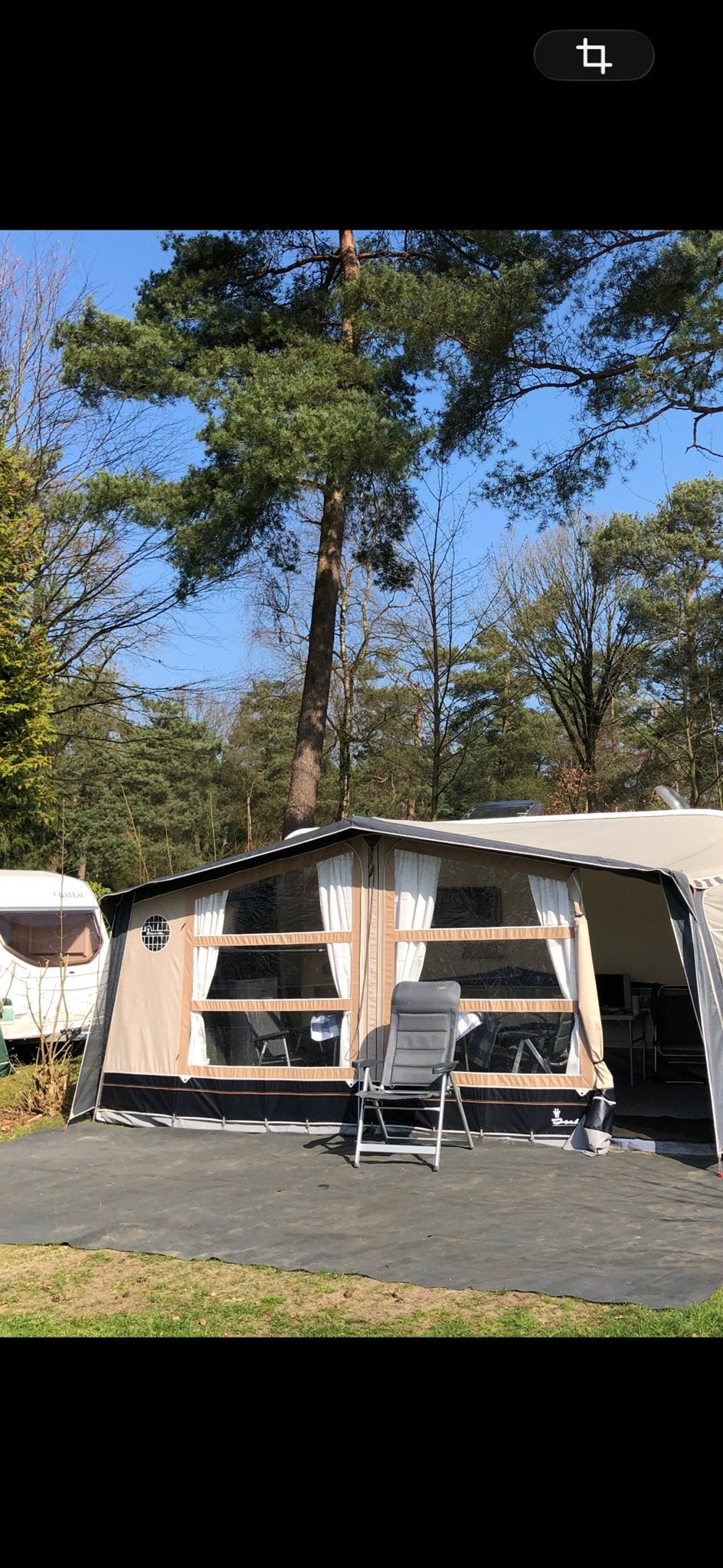 Voortent isabelle 2.50 diep omloopmt 975G18 met carbon frame, Caravans en Kamperen, Voortenten en Luifels, Ophalen, Gebruikt, Polyester