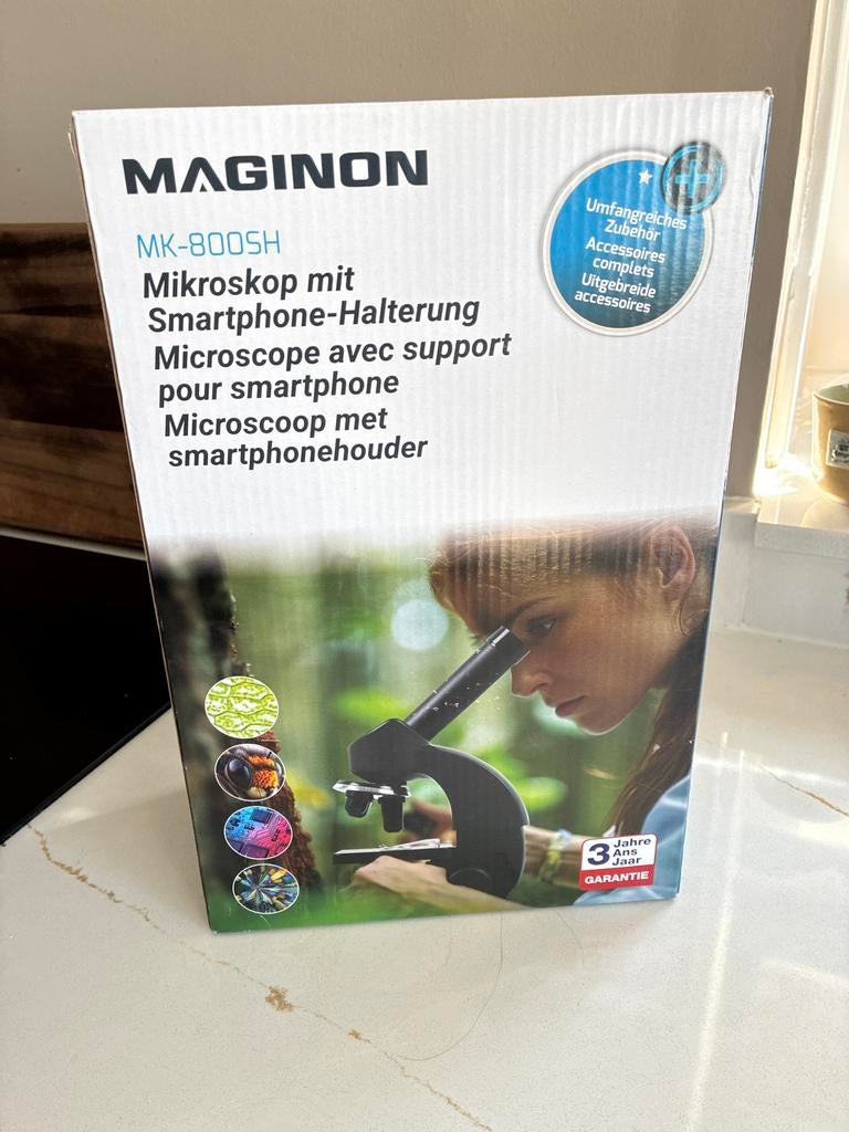 MAGINON MK-800SH Microscoop met Smartphonehouder & Accessoir, Ophalen of Verzenden, Zo goed als nieuw, Minder dan 400x, Biologische microscoop