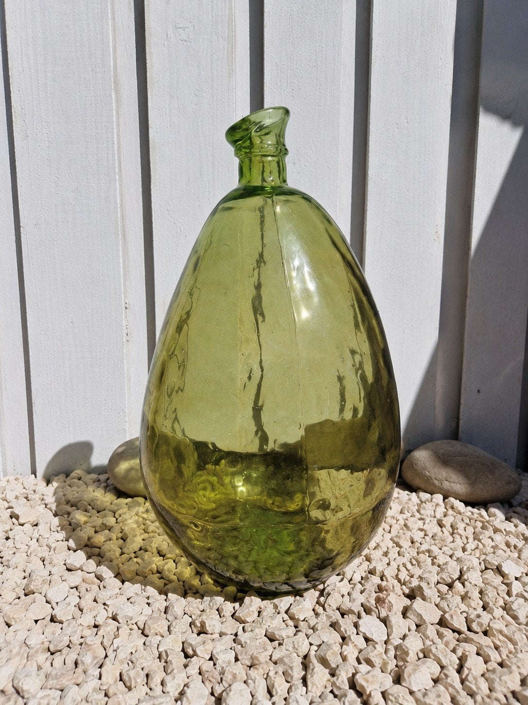 Grote antieke groene glazen fles (demijohn of karaf), Ophalen of Verzenden, Groen, Glas, Minder dan 50 cm