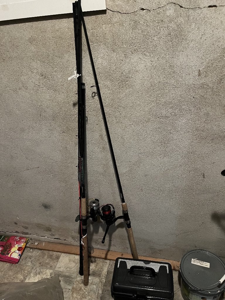 Werphengels met molens en viskoffer, Ophalen, Gebruikt, Werphengel