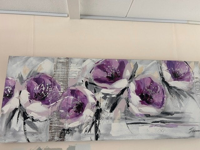 schilderij met bloemen, Antiek en Kunst, Ophalen, Overige materialen, Op houten frame, Bloemen