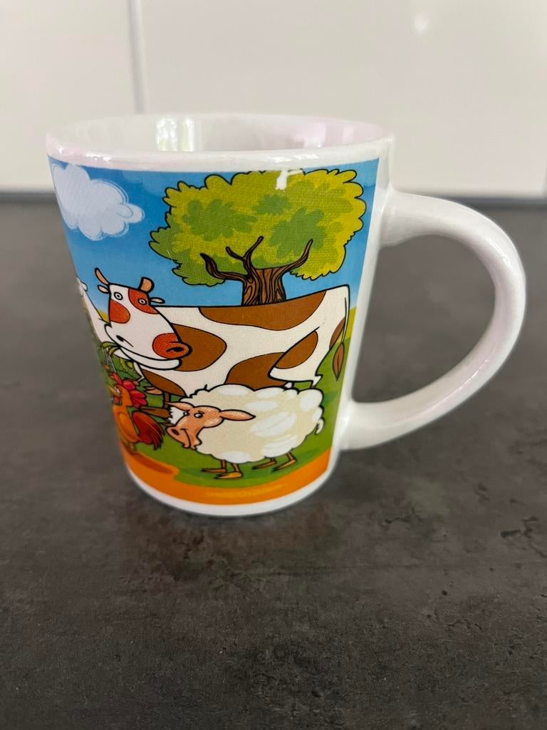 Boeren Bond kinder mok met boerderij dieren – vintage, Ophalen, Gebruikt, Keramiek, Overige stijlen