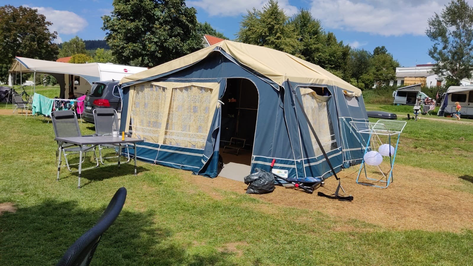 Gerjak Tago Atlantic vouwwagen 6 persoons 8 persoons, Caravans en Kamperen, Ophalen, Beige, Aanwezig, Tot en met 6