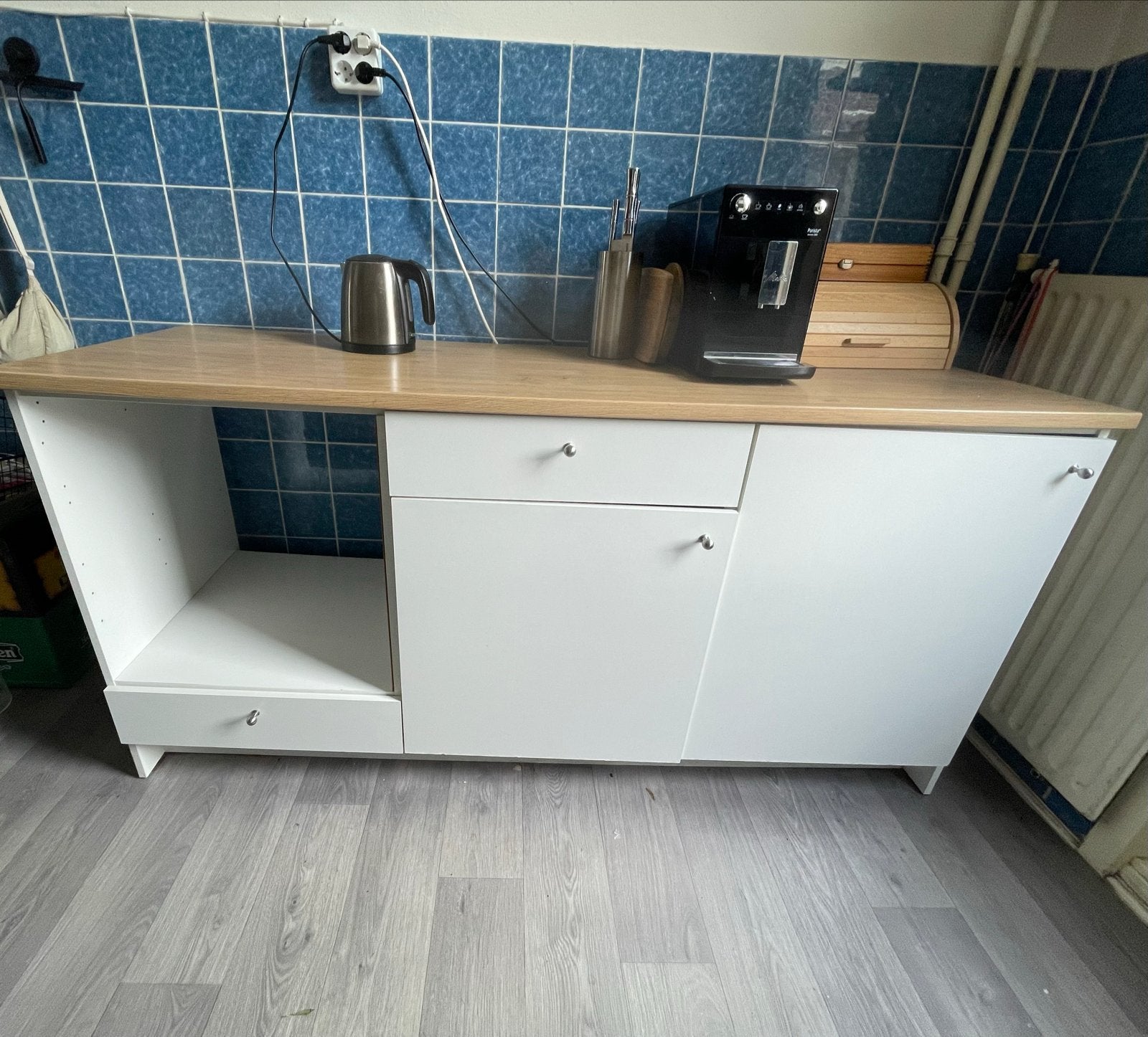 IKEA Keukenblok met houten blad - 180x60x90cm, Ophalen, Gebruikt, Wit, Enkelwandige keuken