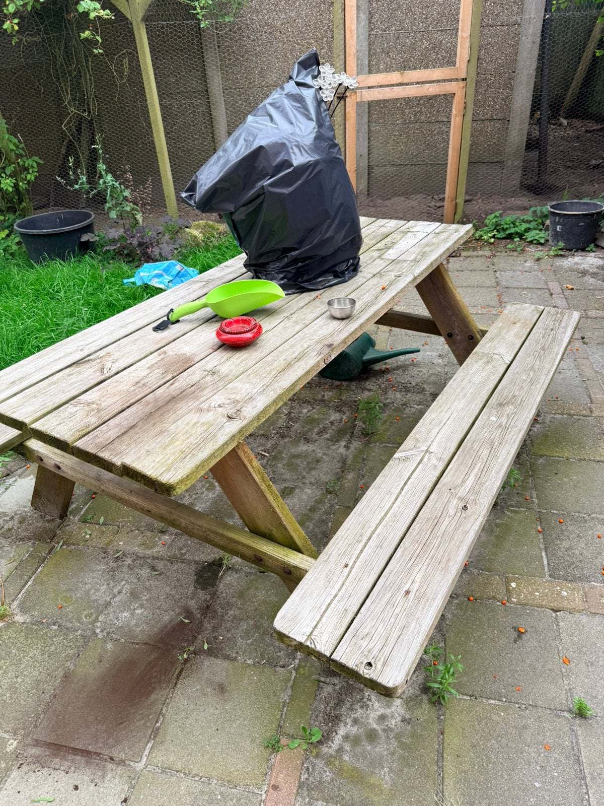 Picknicktafel, Ophalen, Gebruikt, Rechthoekig, Hout