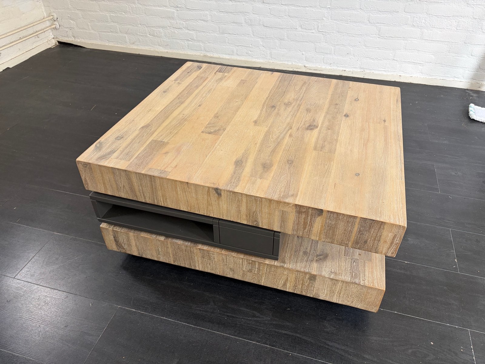 H&H Draaibare Salontafel - Robuust Hout met Opbergruimte, Huis en Inrichting, Tafels | Salontafels, Ophalen, Vierkant, 50 tot 100 cm