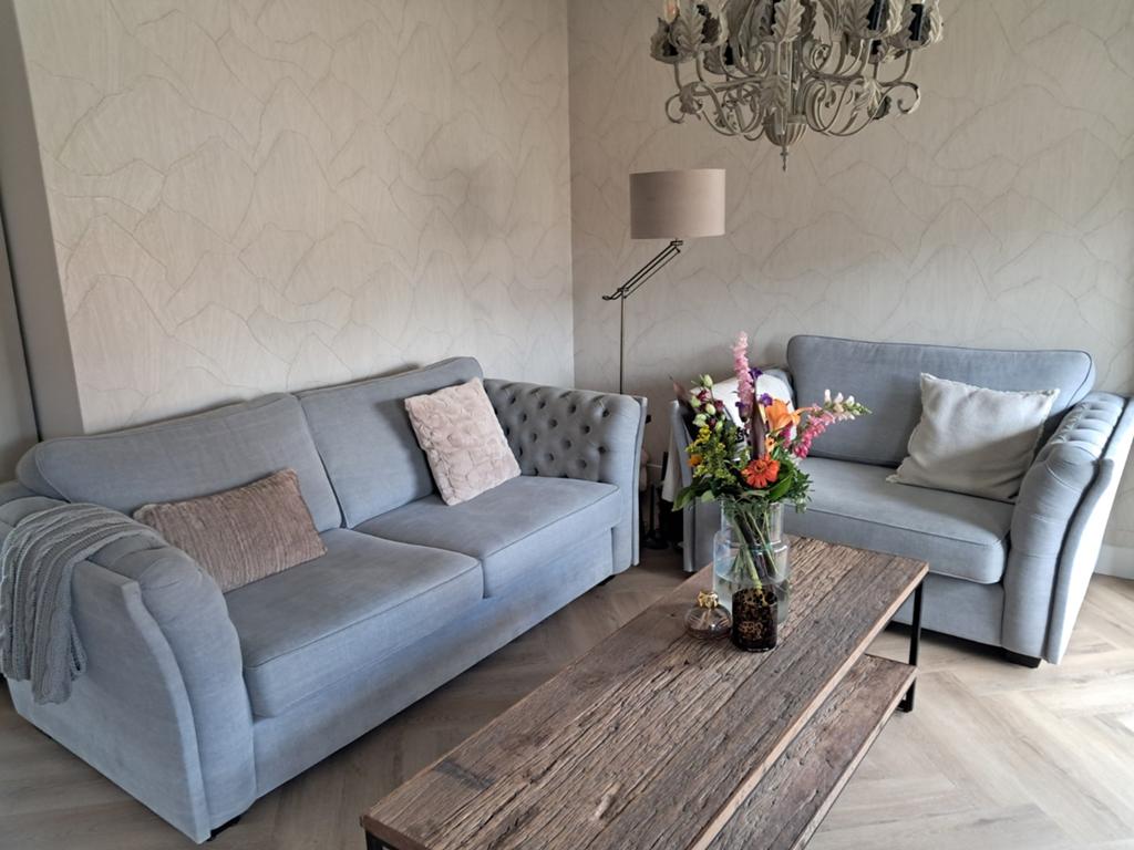 Prachtige Olav banken: 2,5-zits en loveseat in Kiss stof, Ophalen, Modern, Klassiek, Driepersoons, 75 tot 100 cm