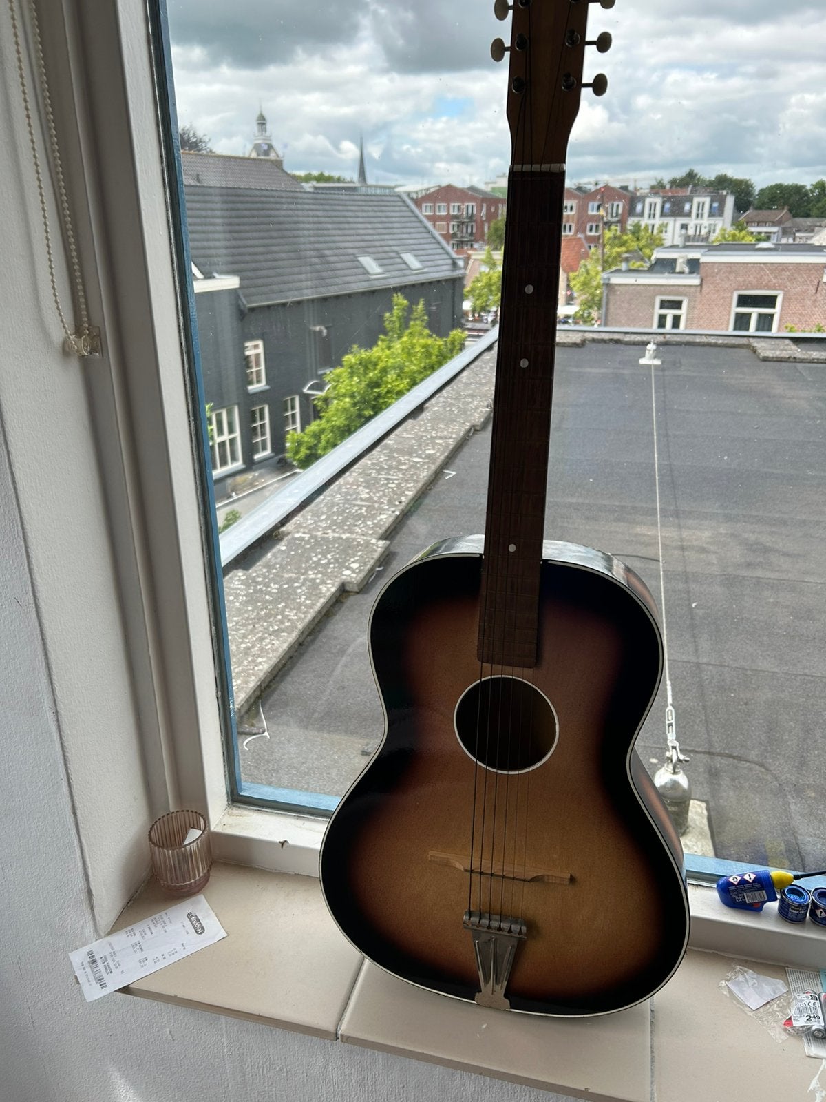 Vintage Gitaar met hoes, Ophalen of Verzenden, Zo goed als nieuw, Klassieke of Spaanse gitaar