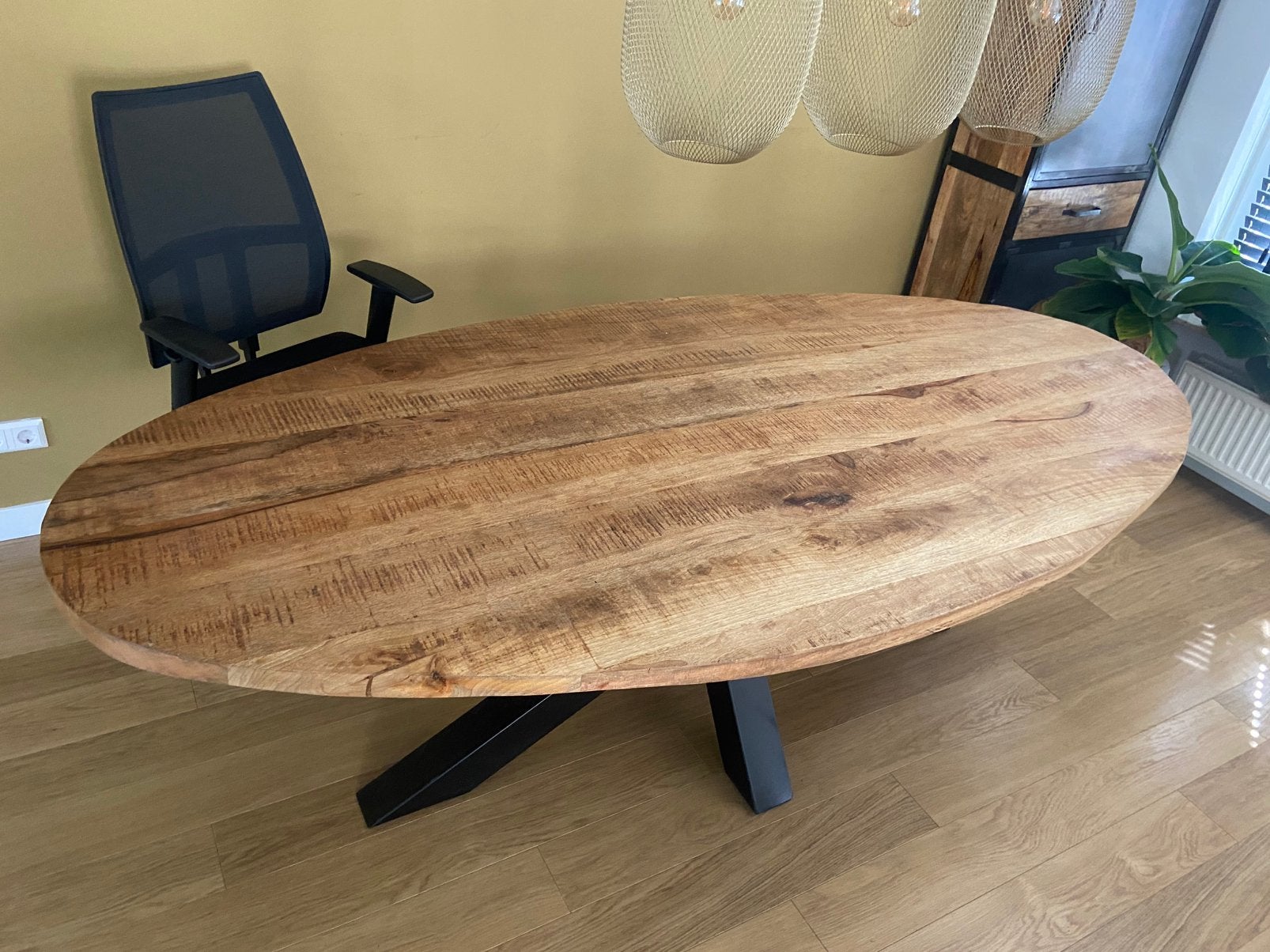 Mangohouten tafel 240cm x 120cm x 77cm - Eettafel, Ophalen, 200 cm of meer, 50 tot 100 cm, Zo goed als nieuw