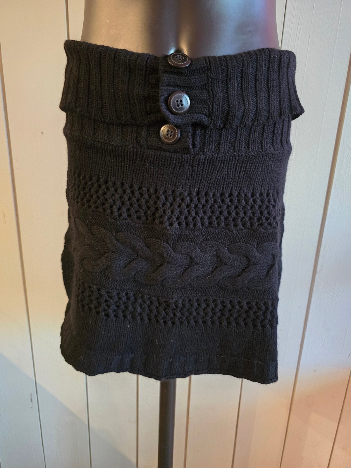 Forecast trendy gebreid rokje / poncho zwart M, Maat 38/40 (M), Forecast, Zwart, Ophalen of Verzenden