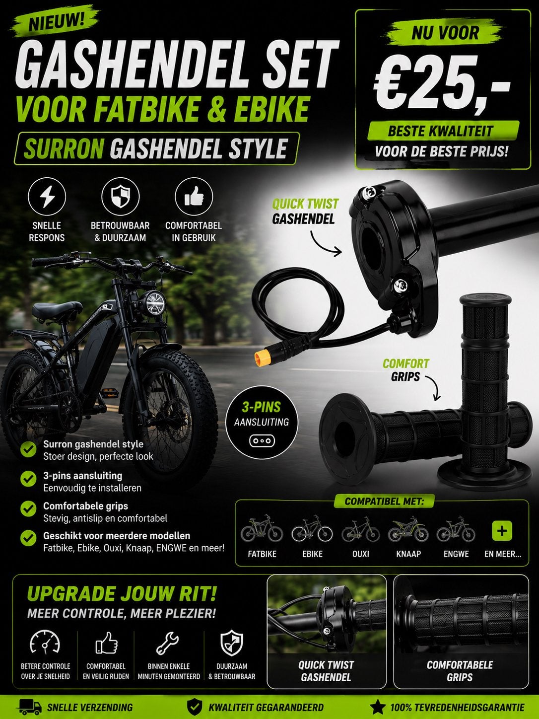 ️ Surron Gashendel Style – Inclusief Comfort Grips | €25,-, Overige materialen, Overige typen, Nieuw, Ophalen of Verzenden