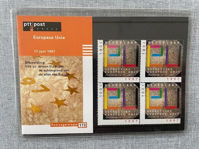 Postzegelmapje PZM173 Nederland voorzitter Europese Unie, Ophalen of Verzenden, Postfris, Overige thema's