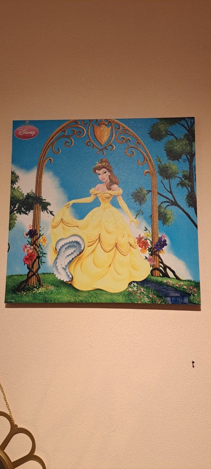 Disney Belle Schilderij - 45x45 cm, Ophalen of Verzenden, Print, Textiel, Stripfiguren/cartoons