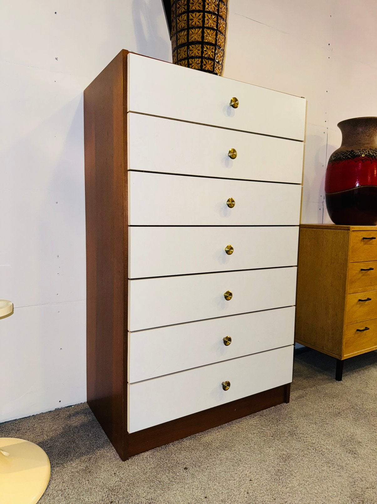 Retro vintage tallboy ladekast, Ophalen of Verzenden