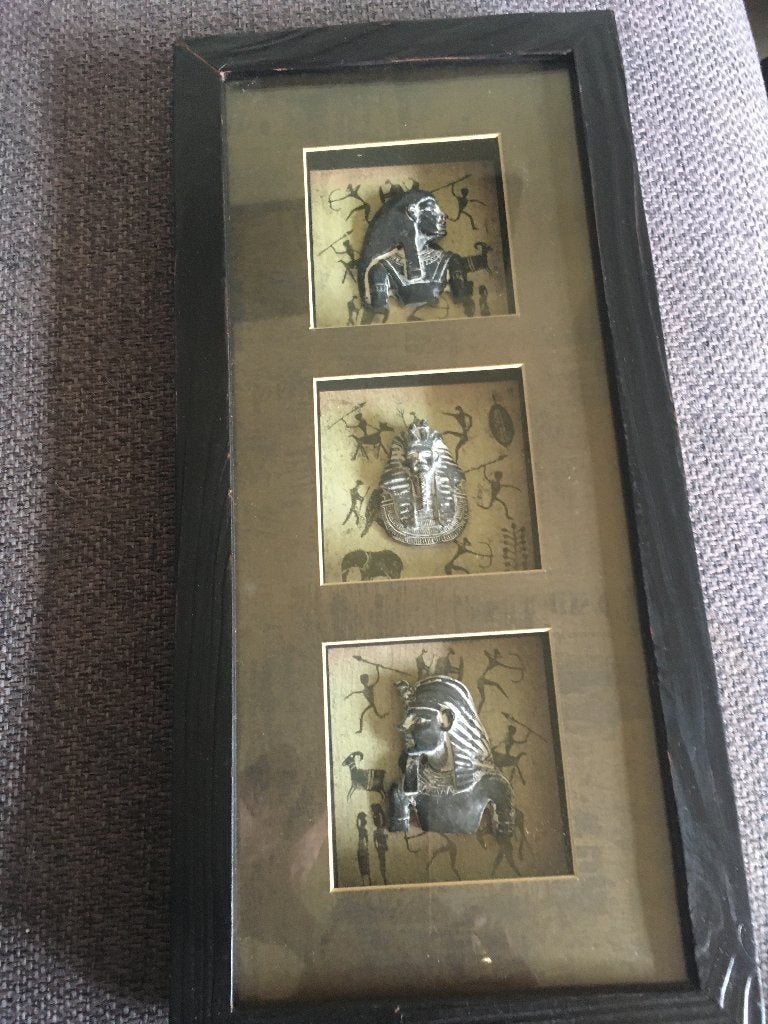 ingelijste egyptische icoontjes achter glas, Antiek en Kunst, Ophalen, Geschilderd, Zwart, Overige herkomsten