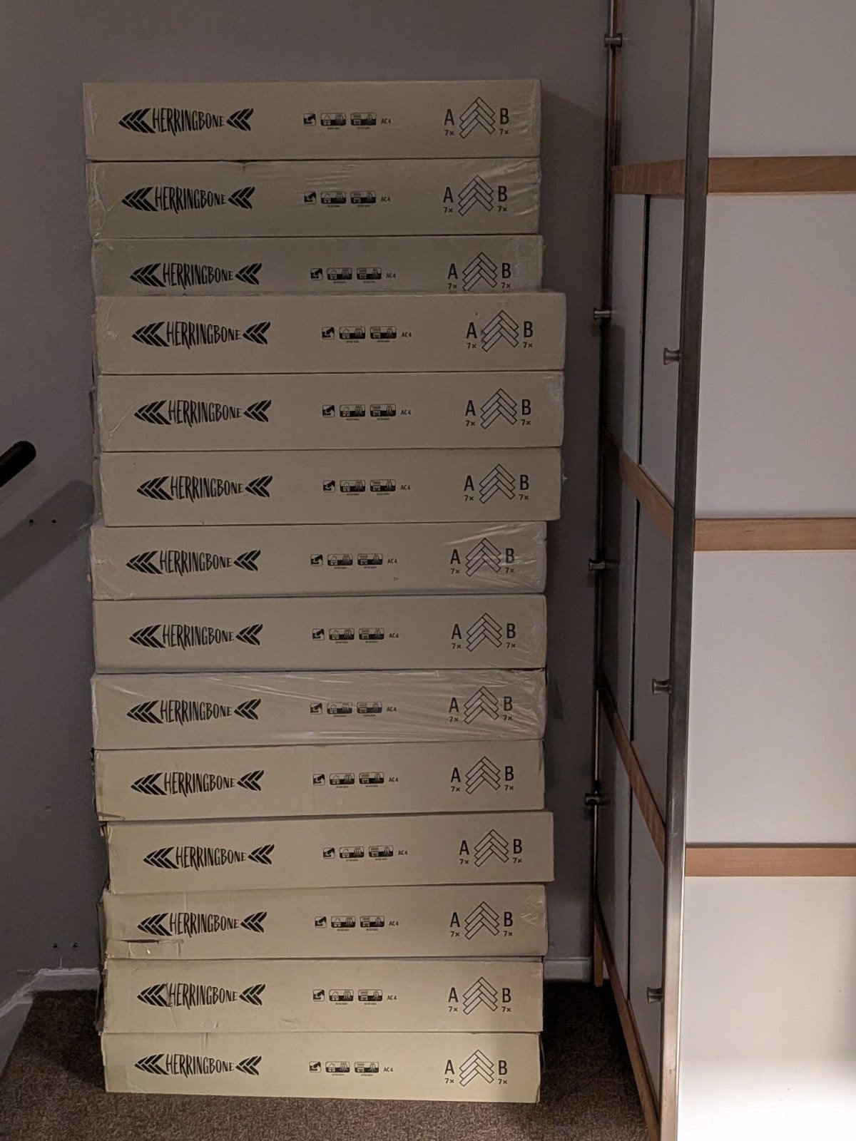 visgraat laminaat midden eiken, Ophalen, Minder dan 25 mm, Nieuw, Plank