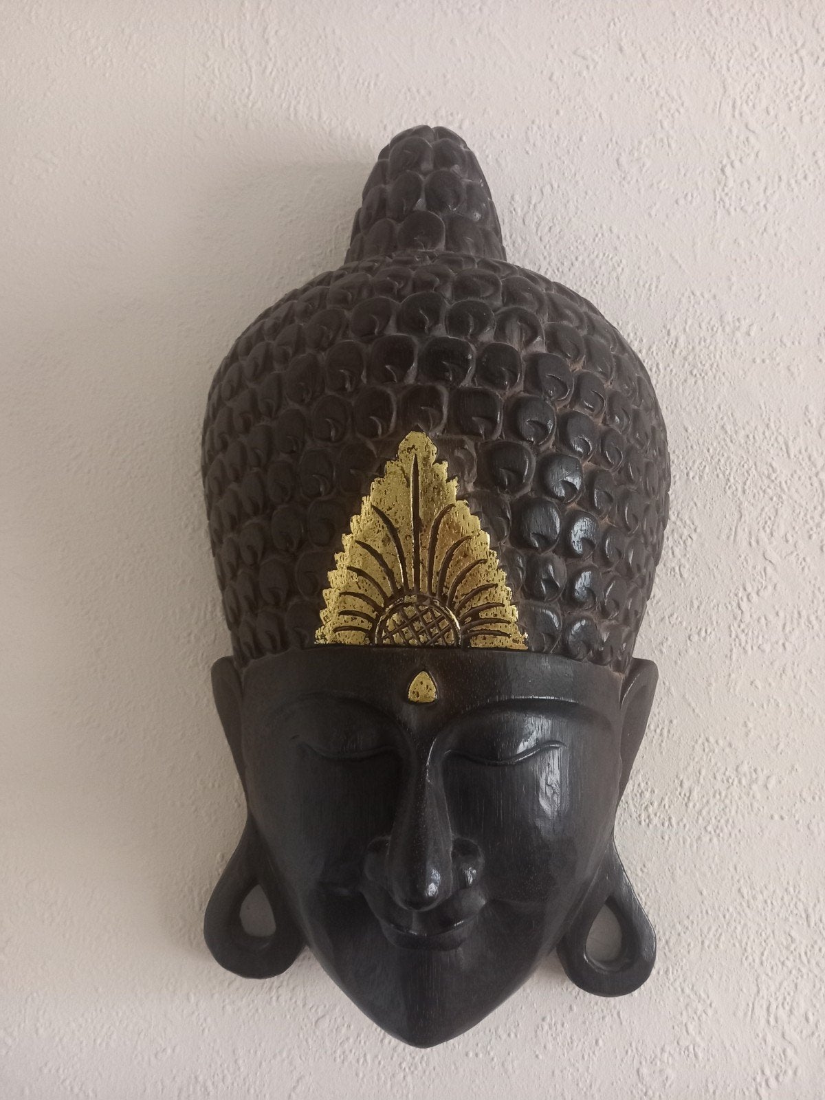 Handgesneden houten Boeddha, Zwart, Ophalen of Verzenden, Zo goed als nieuw, Hout