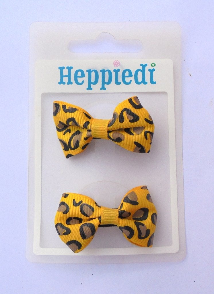2 Gele haarstrikjes met luipaardprint en alligatorknipje, Haarspeld, Nieuw, Met print, Geel