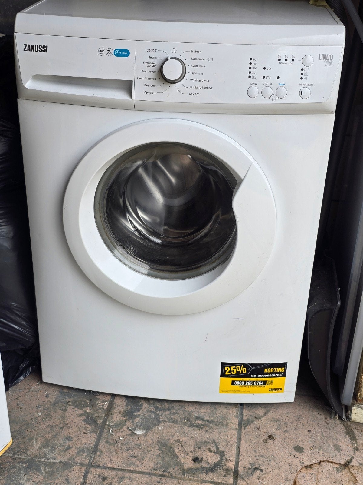 Zanussi Lindo 100 wasmachine 7kg, Witgoed en Apparatuur, Wasmachines, 6 tot 8 kg, Ophalen, 1200 tot 1600 toeren, 85 tot 90 cm