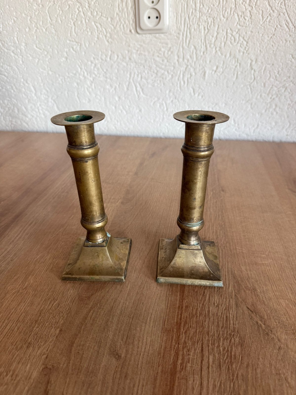 Kandelaar vintage set van 2 messing/brons, Ophalen, Koper of Brons