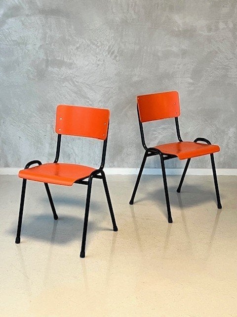 Retro eettafelstoelen nieuw eetkamerstoelen oranje prijs p/s, Overige kleuren, ., Vintage, Nieuw