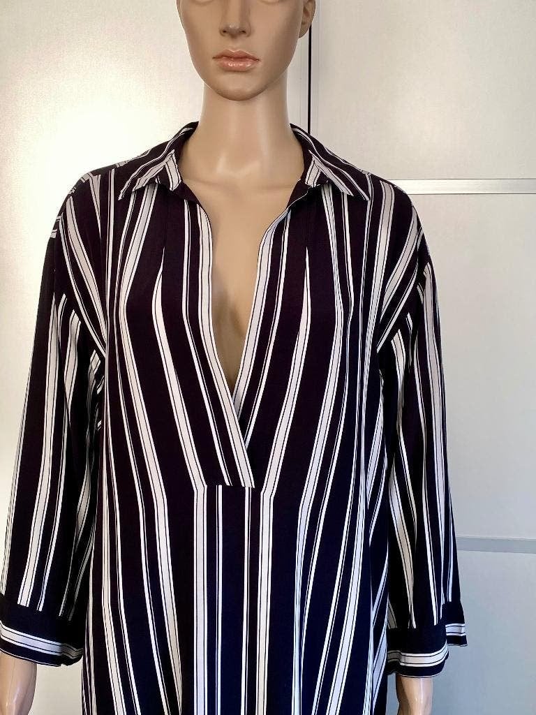 K160 Josh V mt. 36/38=S/M gestreepte jurk lang tuniek blouse, Zwart, Ophalen of Verzenden, Zo goed als nieuw, Knielengte