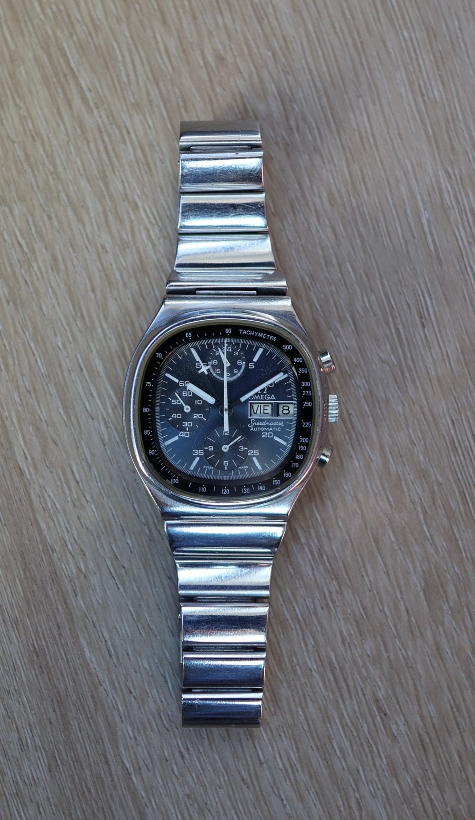 Omega Speedmaster TV Dial Automatic – vintage jaren 70, Staal, Gebruikt, Staal, Polshorloge