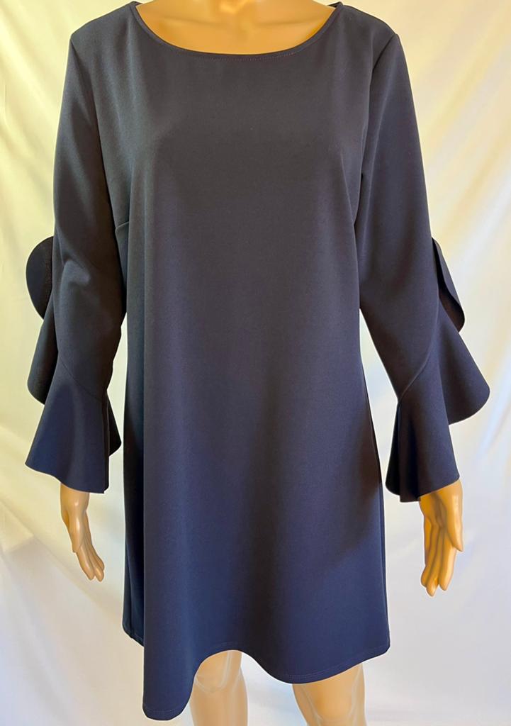 Rinascimento donkerblauwe jurk met volantmouwen – maat XL, Ophalen of Verzenden, Nieuw, Blauw, Jurk