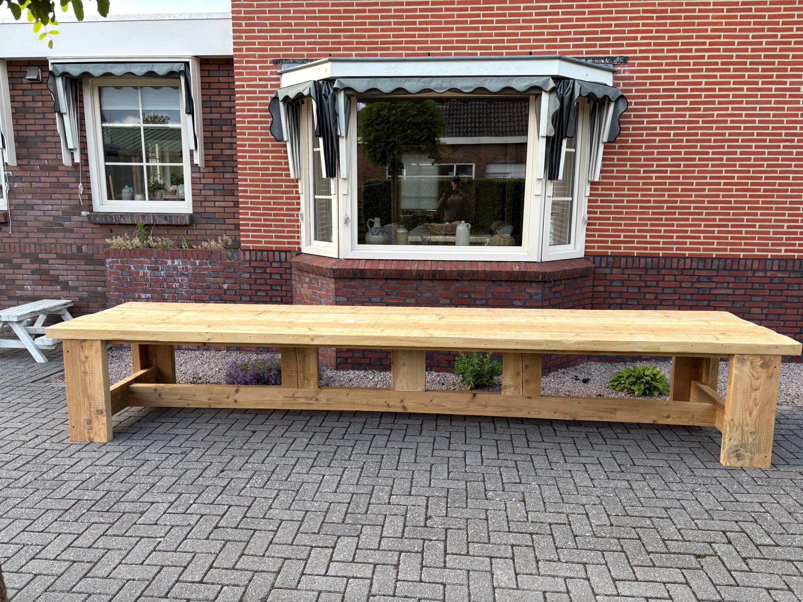 Prachtige zeer robuuste boeren stamtafel, 200 cm of meer, Zo goed als nieuw, Rechthoekig, 50 tot 100 cm