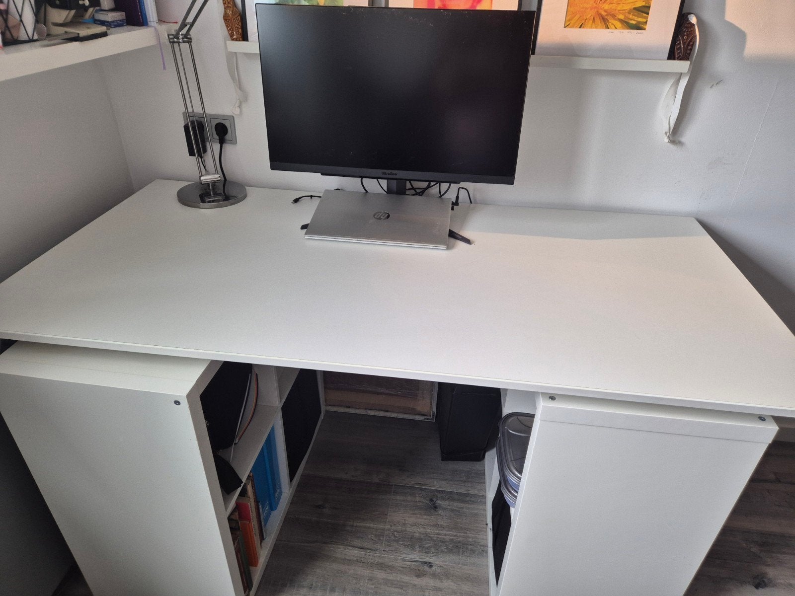Ikea Thyge bureau wit, 160x80 cm, in hoogte verstelbaar, Ophalen, 160 cm, In hoogte verstelbaar, Zo goed als nieuw