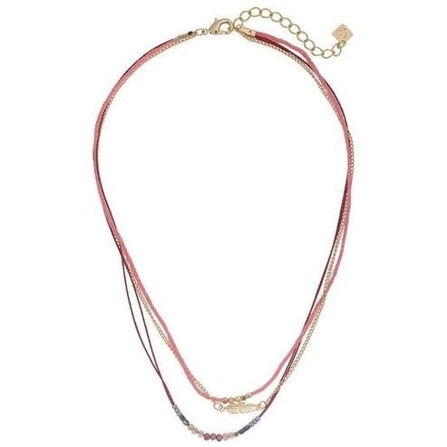 Ketting beads/feather - Roze/Goud, Overige materialen, Info@medase.nl, Medase, Ophalen of Verzenden