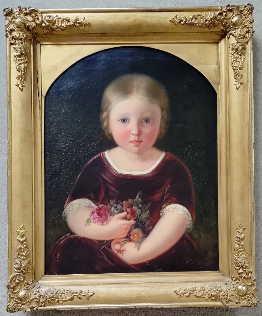 == meisje met bloemen == gesigneerd == c a 1850 ==, Ophalen