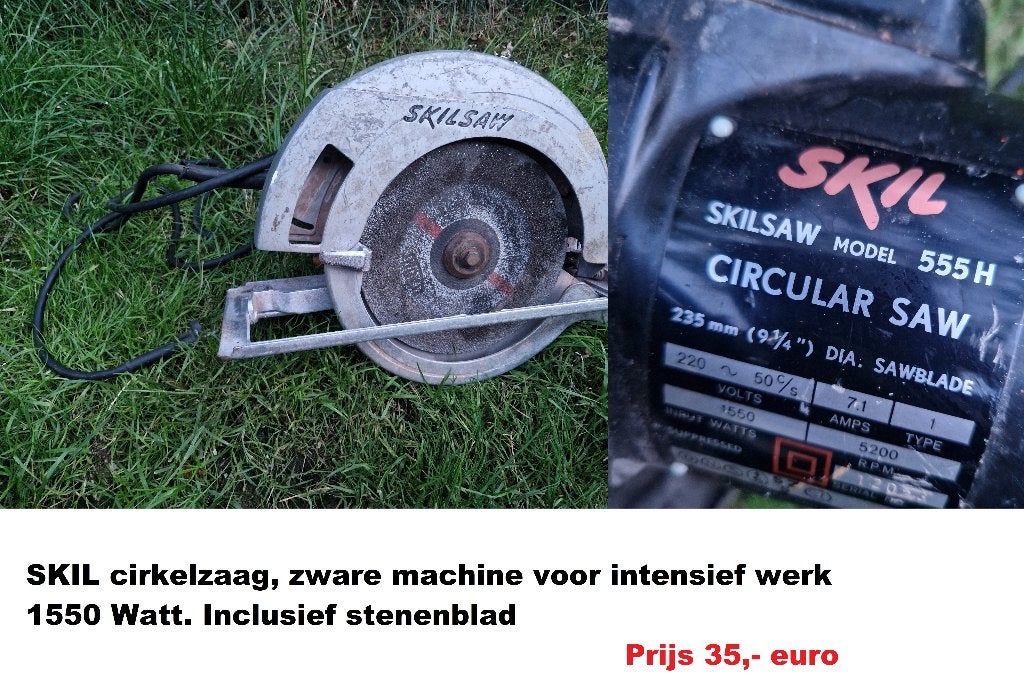 SKIL cirkelzaag, zware machine 1550Watt, 35 euro, Gebruikt, Cirkelzaag, Ophalen of Verzenden, 30 tot 70 mm