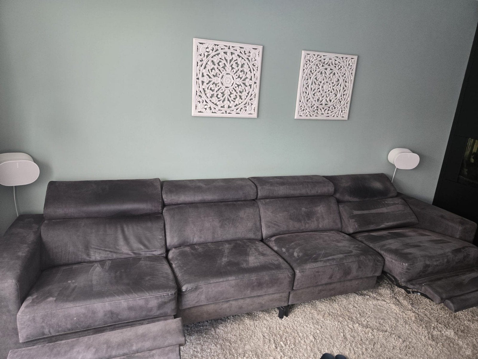 Bankstel met elektrische bedienbare fauteuil, Ophalen, Gebruikt, 300 cm of meer, 75 tot 100 cm