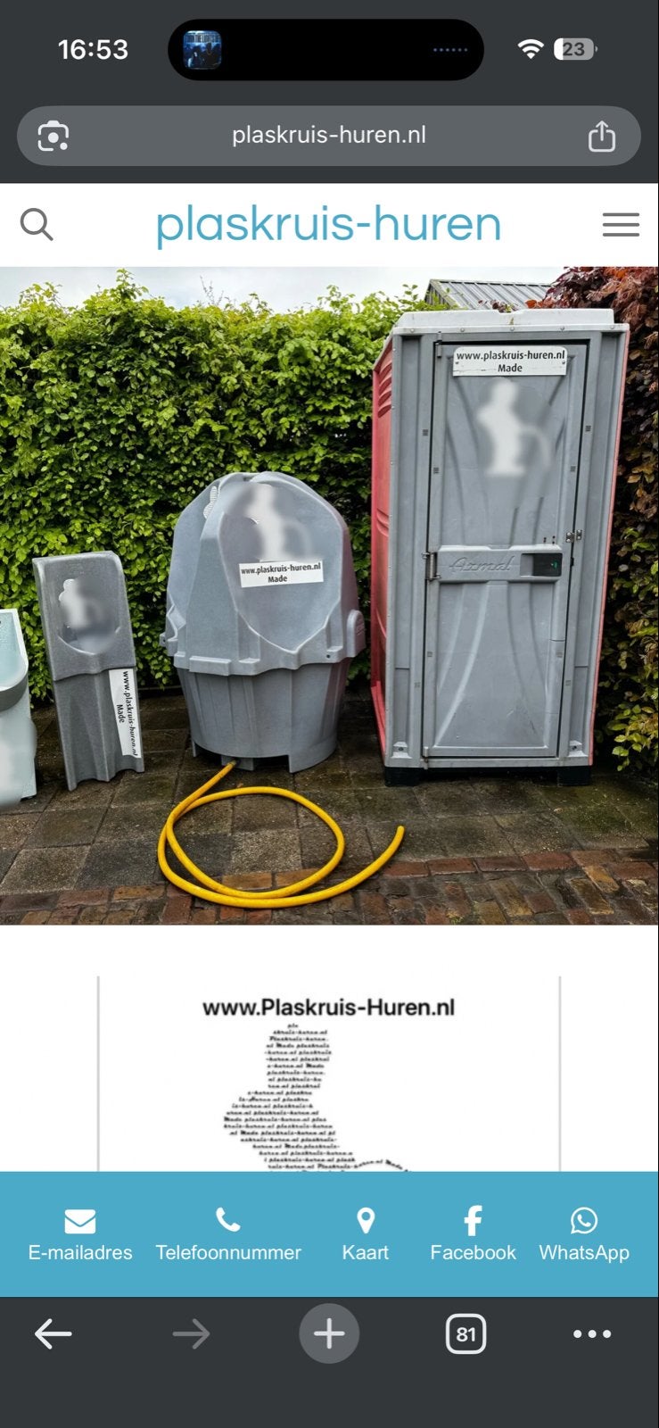 Website te koop met het verhuren van plaszuilen, Diensten en Vakmensen, Webdesigners en Hosting, Domeinregistratie, Webdesign
