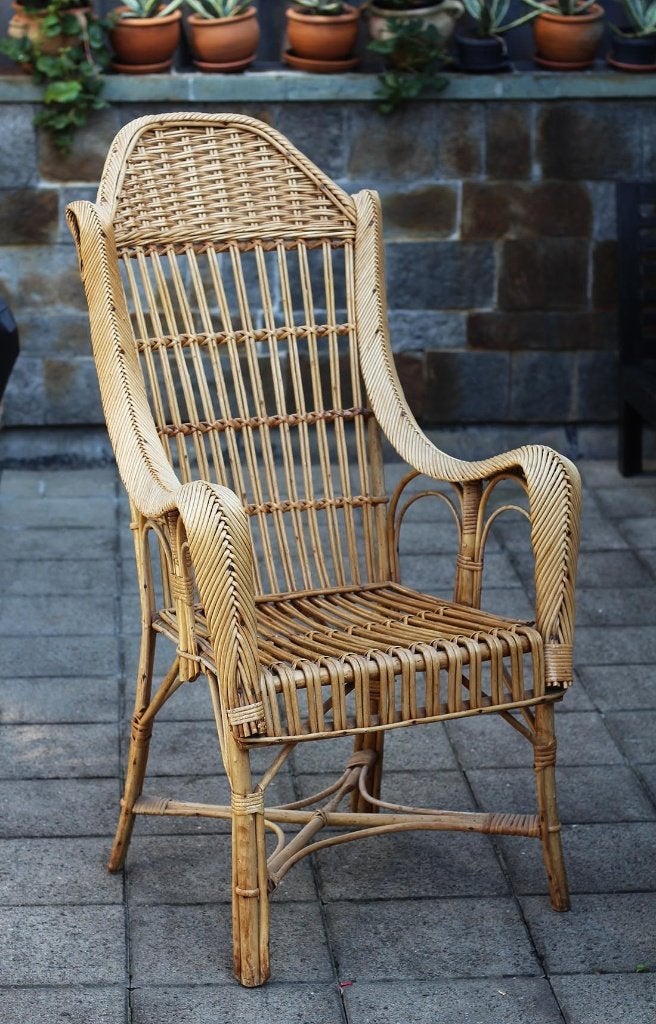 rotan fauteuil (vintage), Ophalen, Gebruikt, Bruin, Eén